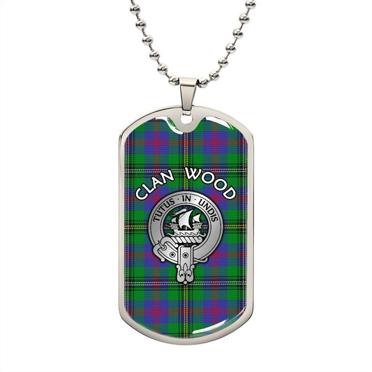 Clan Wood Crest & Tartan Dog Tag Necklace