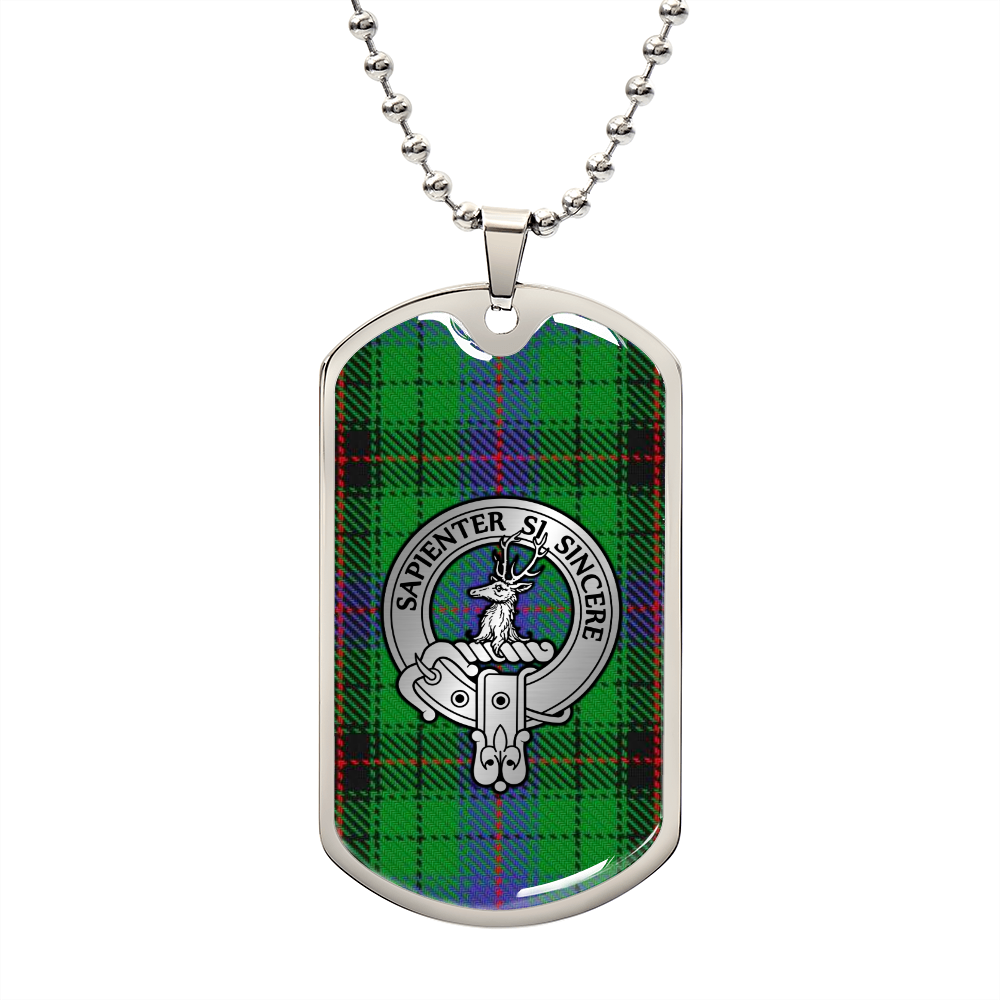 Clan Davidson Crest & Tartan Dog Tag