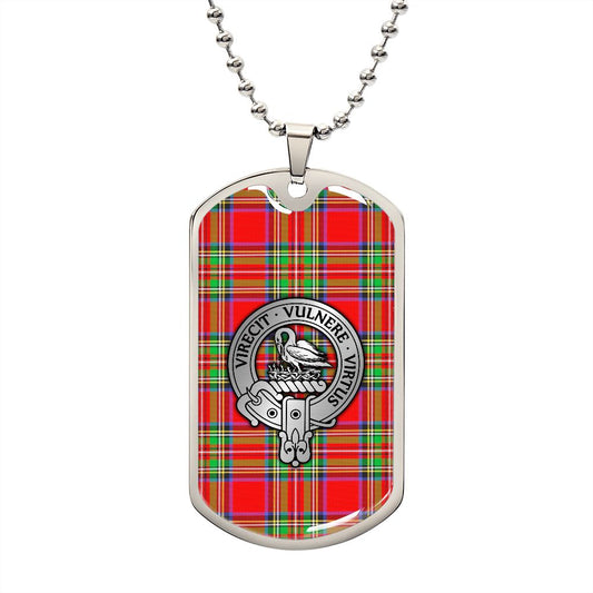 Clan Stewart Crest & Tartan Dog Tag Necklace