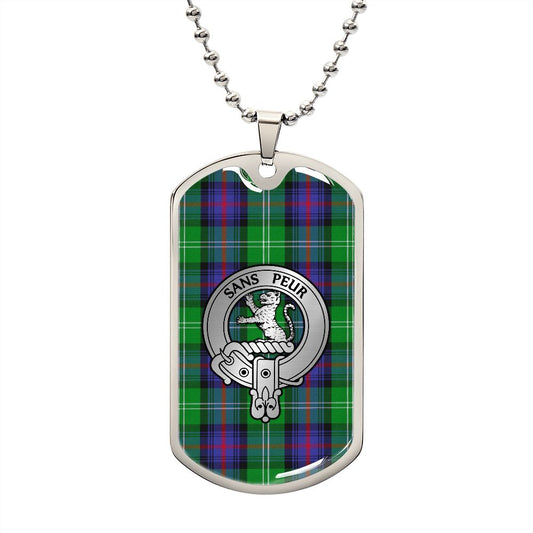 Clan Sutherland Crest & Tartan Dog Tag Necklace