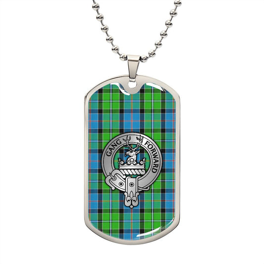 Clan Stirling Crest & Tartan Dog Tag Necklace