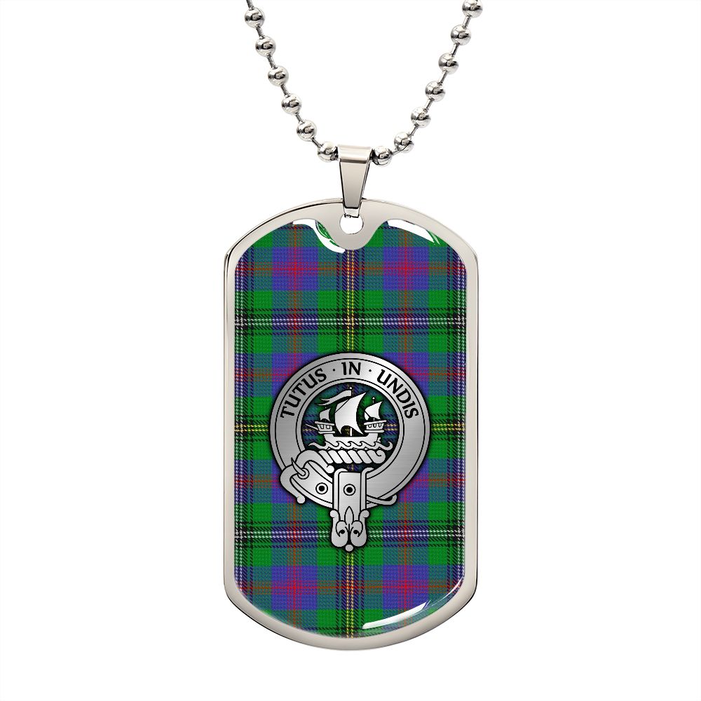 Clan Wood Crest & Tartan Dog Tag Necklace