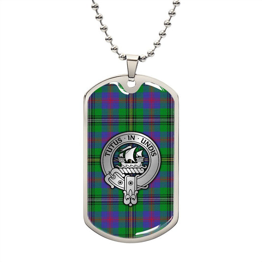 Clan Wood Crest & Tartan Dog Tag Necklace