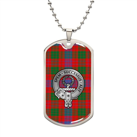 Clan Ross Crest & Tartan Dog Tag Necklace