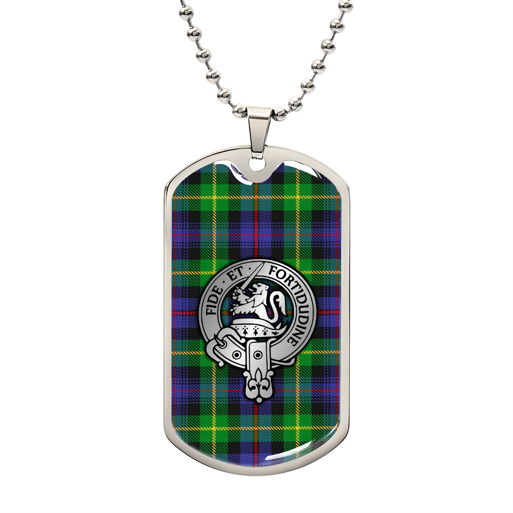 Clan Farquharson Crest & Tartan Dog Tag