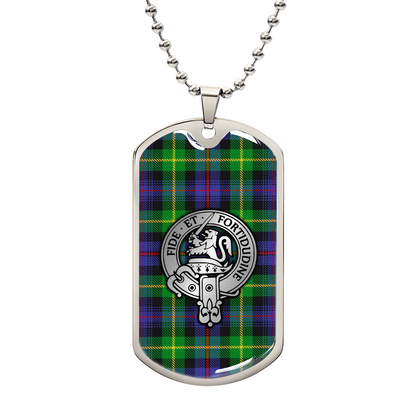 Clan Farquharson Crest & Tartan Dog Tag