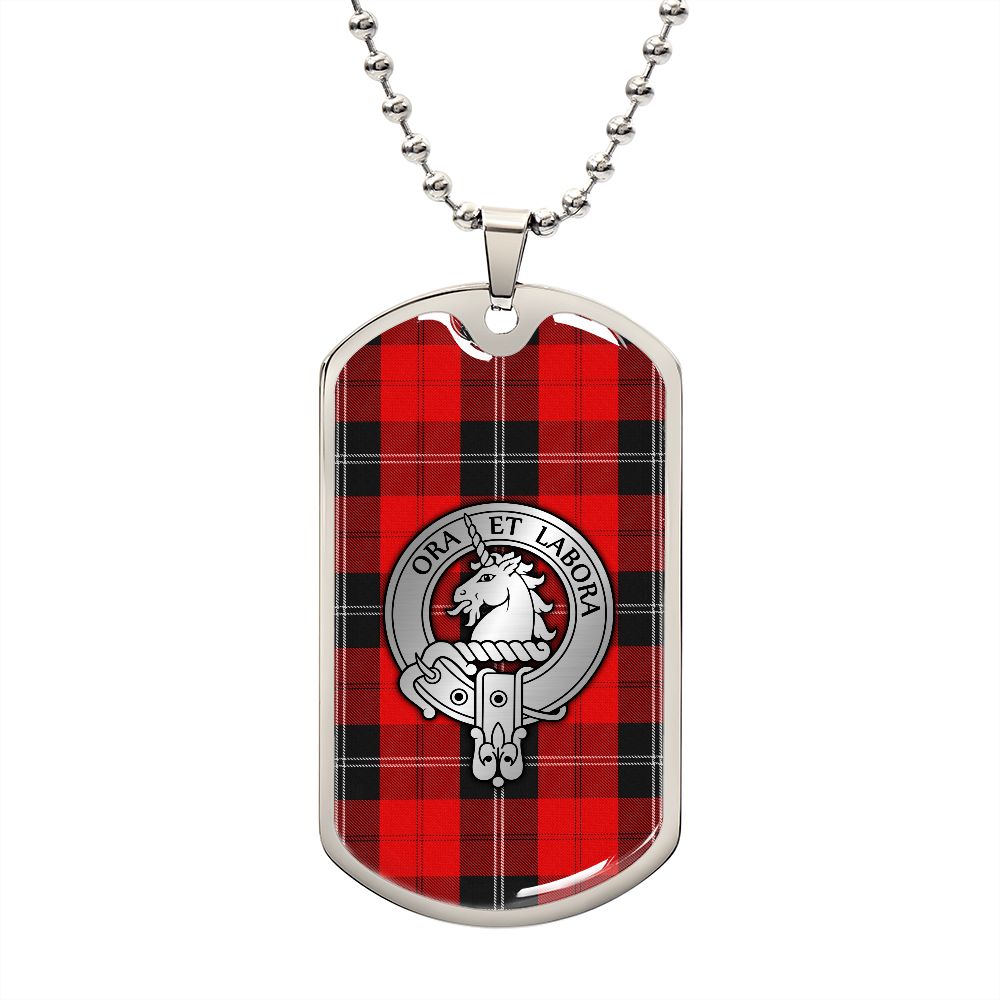 Clan Ramsay Crest & Tartan Dog Tag Necklace