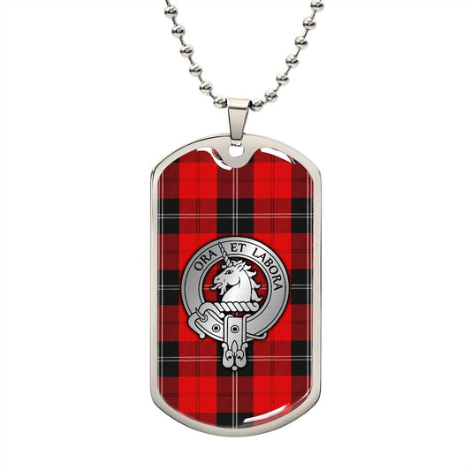 Clan Ramsay Crest & Tartan Dog Tag Necklace