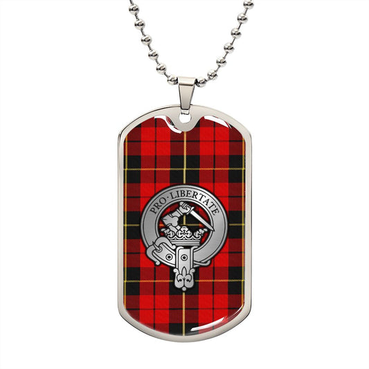 Clan Wallace Crest & Tartan Dog Tag Necklace