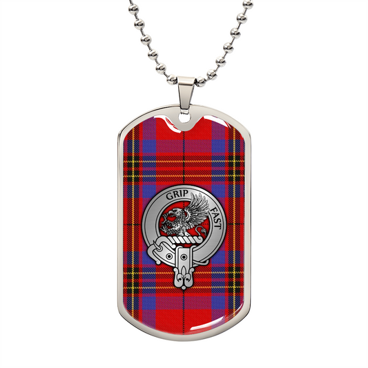 Clan Leslie Crest & Tartan Dog Tag