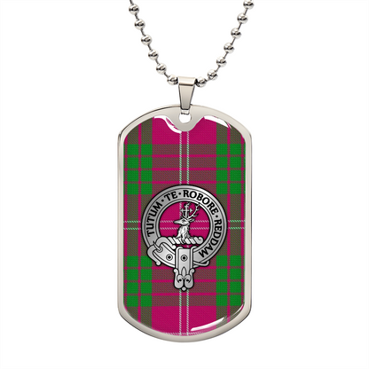 Clan Crawford Crest & Tartan Dog Tag