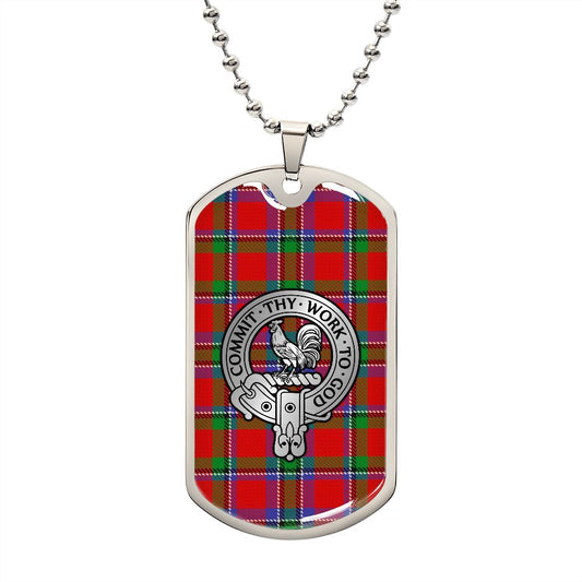 Clan Sinclair Crest & Tartan Dog Tag Necklace