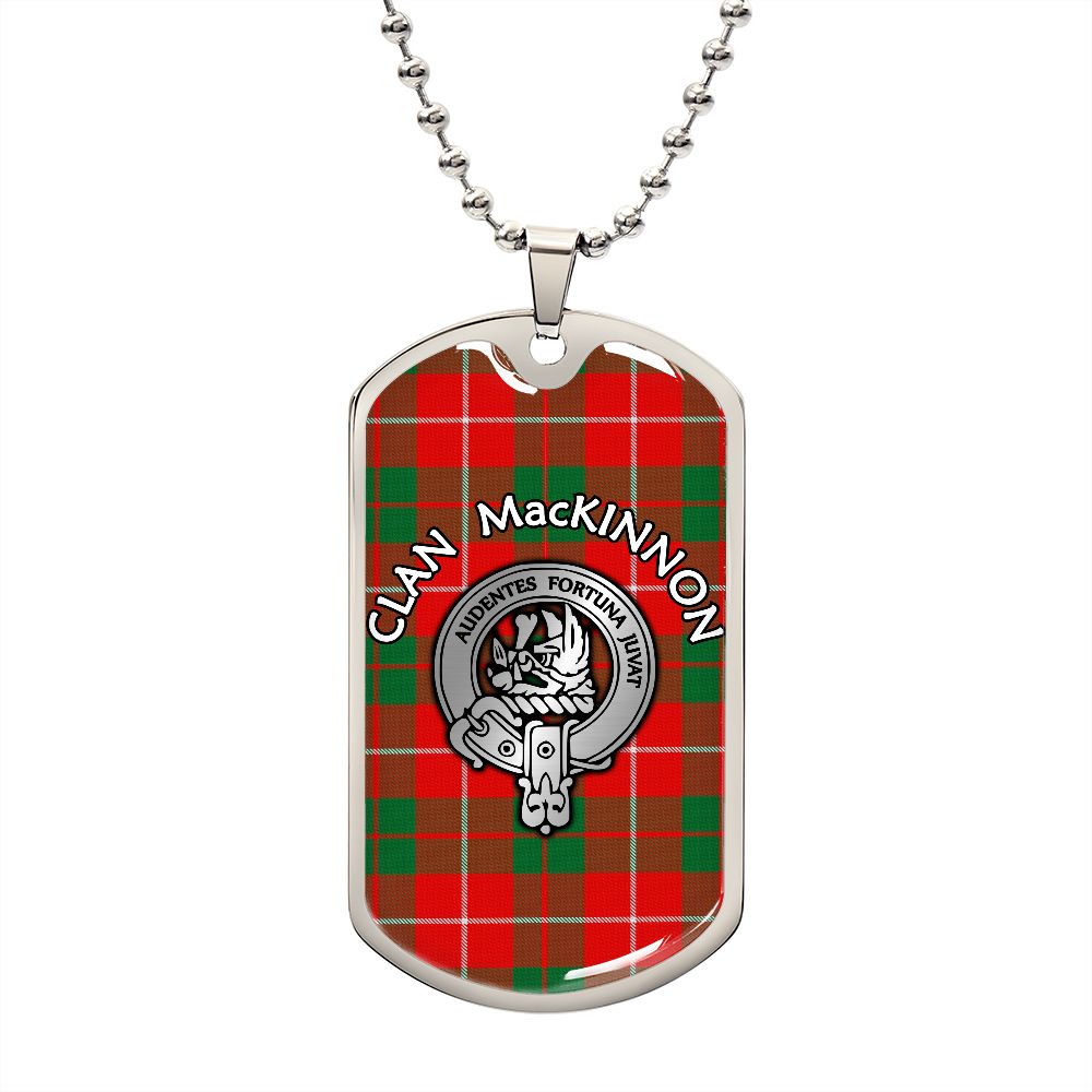 Clan MacKinnon Crest & Tartan Dog Tag