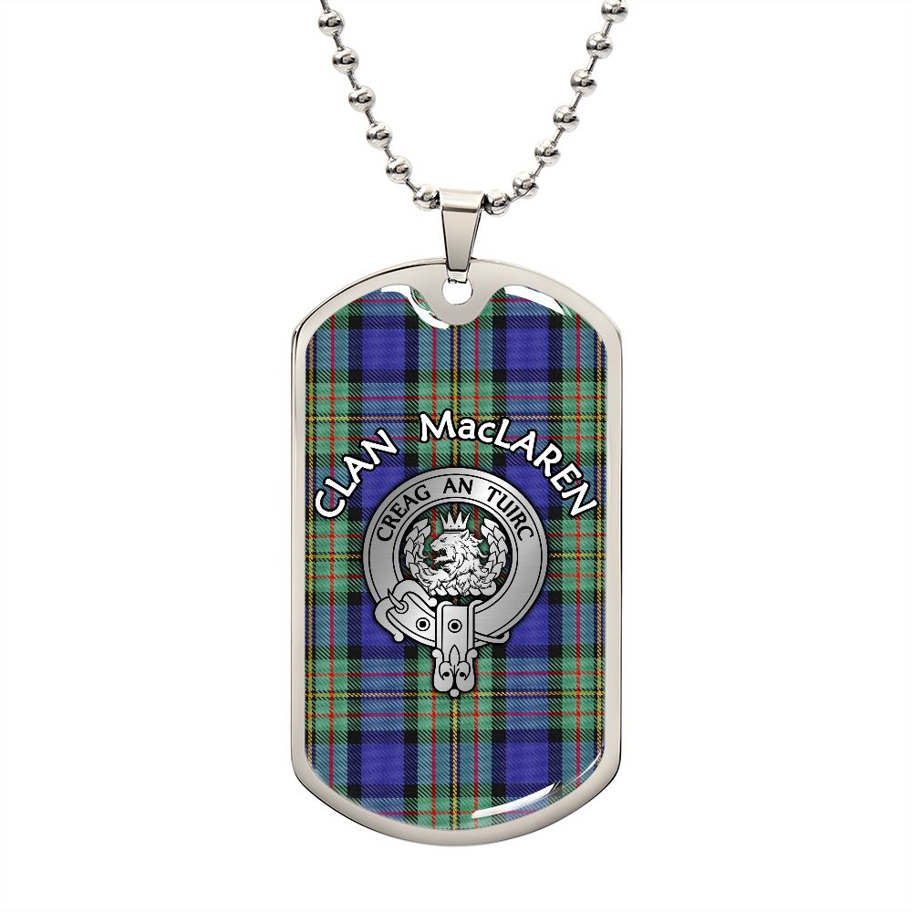 Clan MacLaren Crest & Tartan Dog Tag