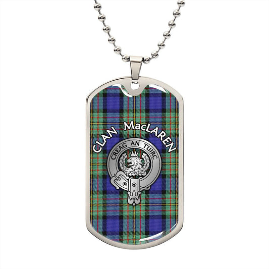 Clan MacLaren Crest & Tartan Dog Tag