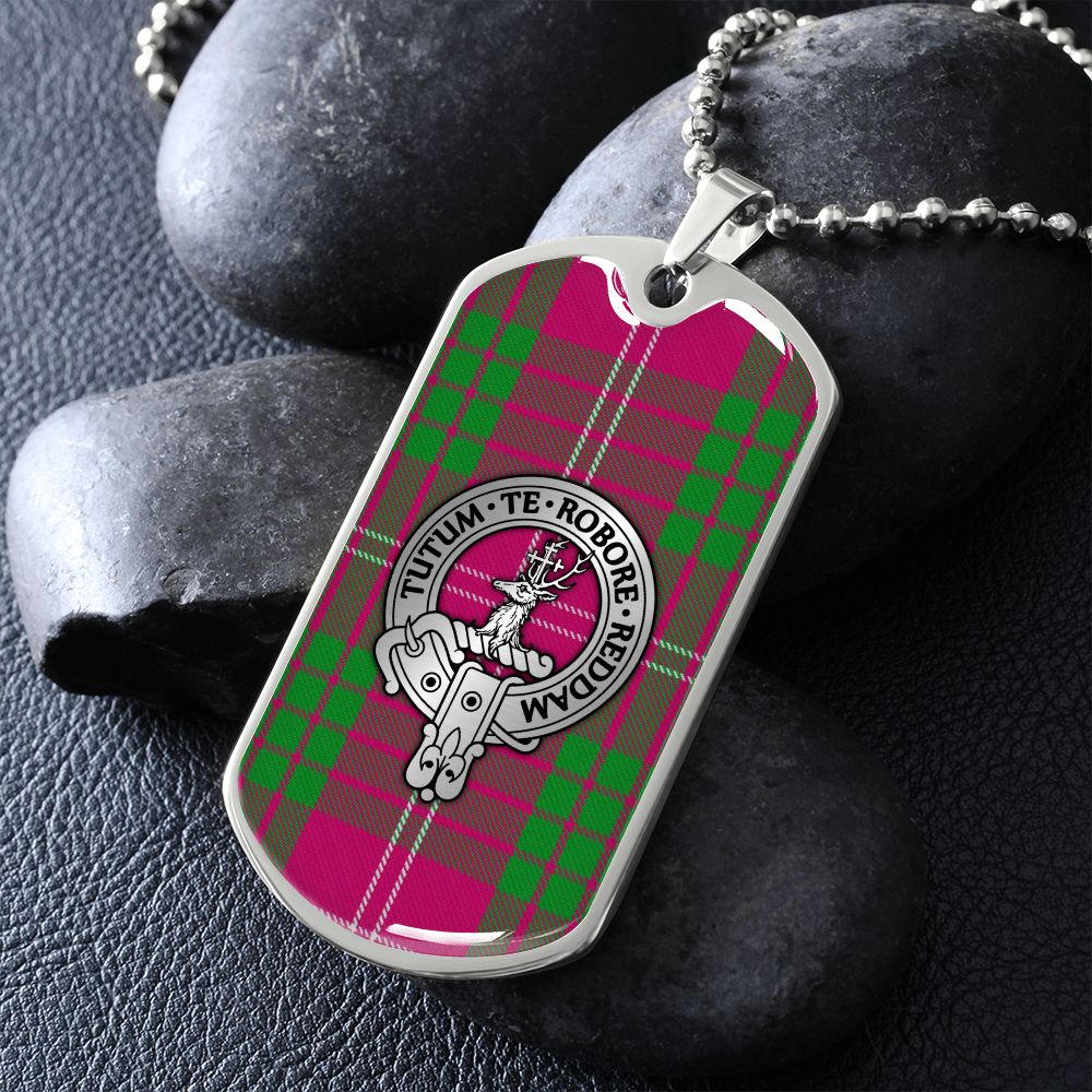 Clan Crawford Crest & Tartan Dog Tag