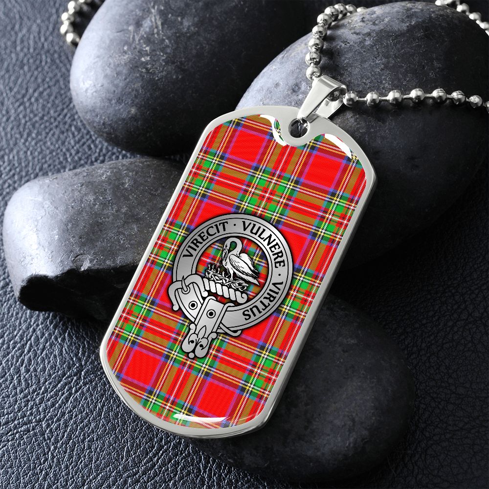 Clan Stewart Crest & Tartan Dog Tag Necklace