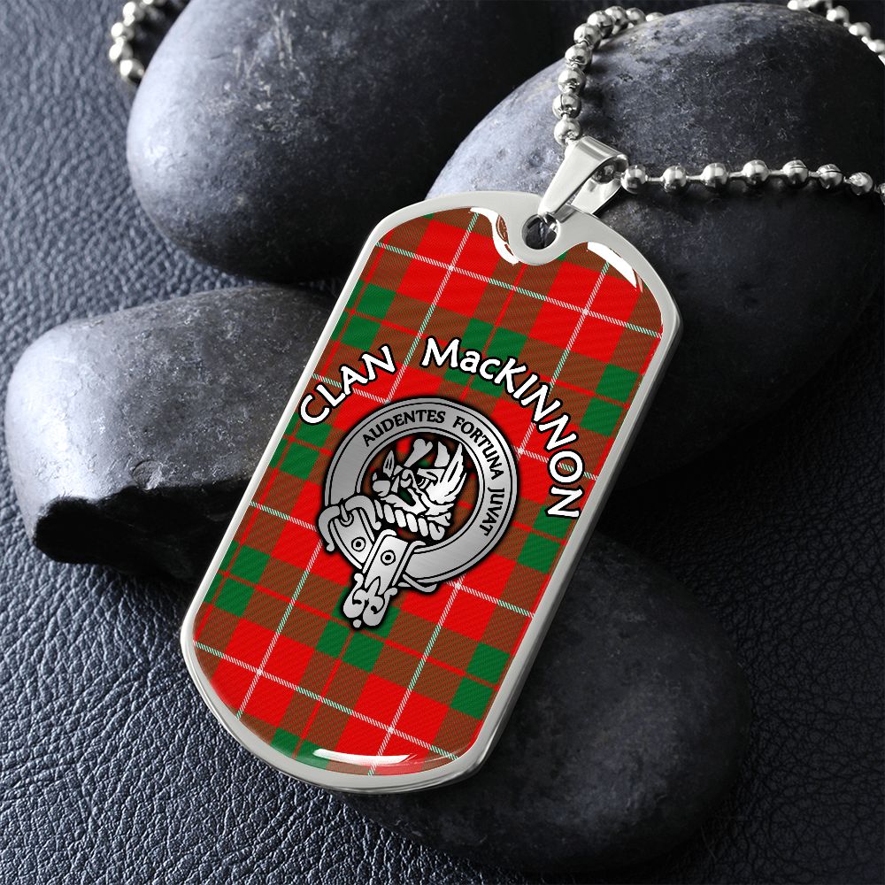 Clan MacKinnon Crest & Tartan Dog Tag