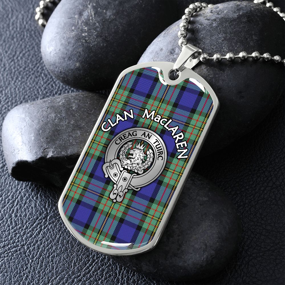 Clan MacLaren Crest & Tartan Dog Tag