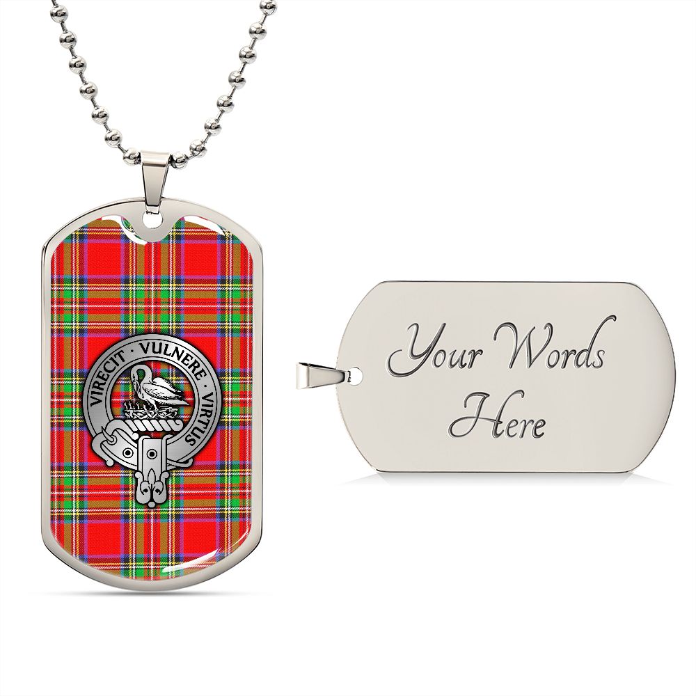 Clan Stewart Crest & Tartan Dog Tag Necklace