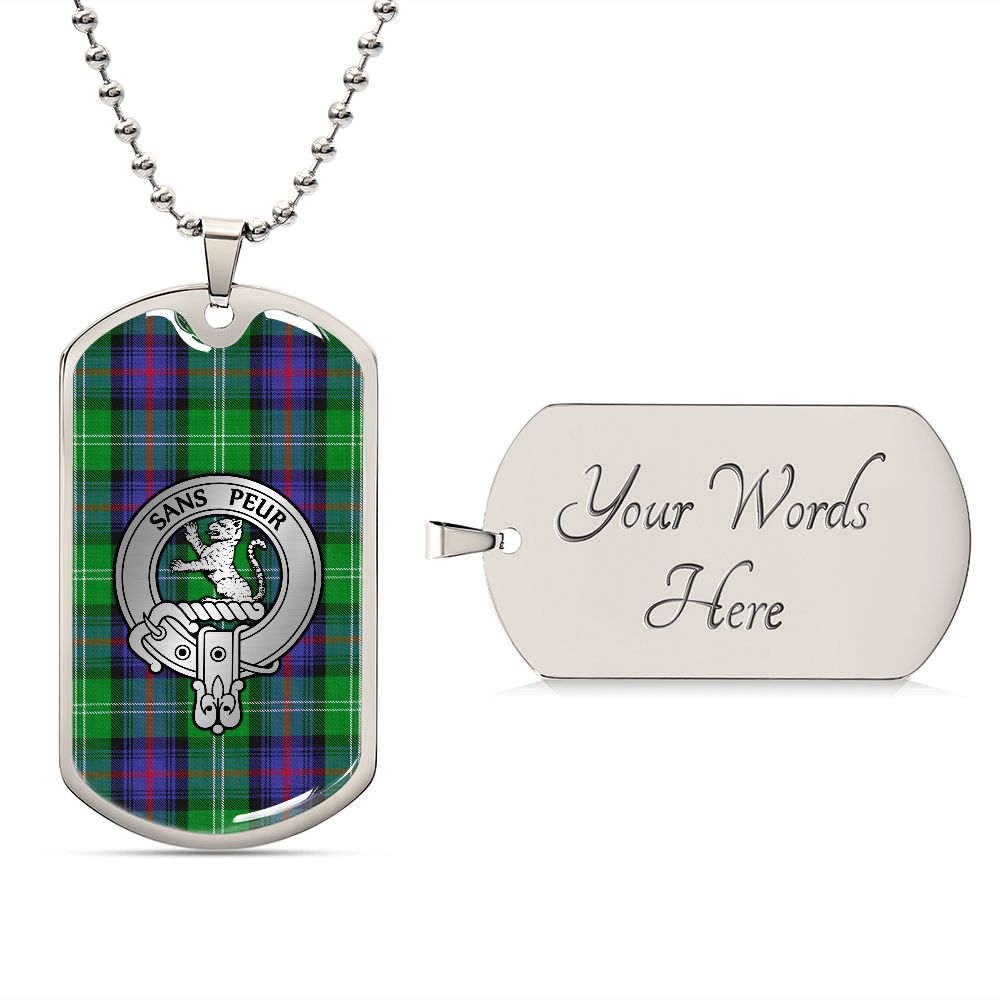 Clan Sutherland Crest & Tartan Dog Tag Necklace