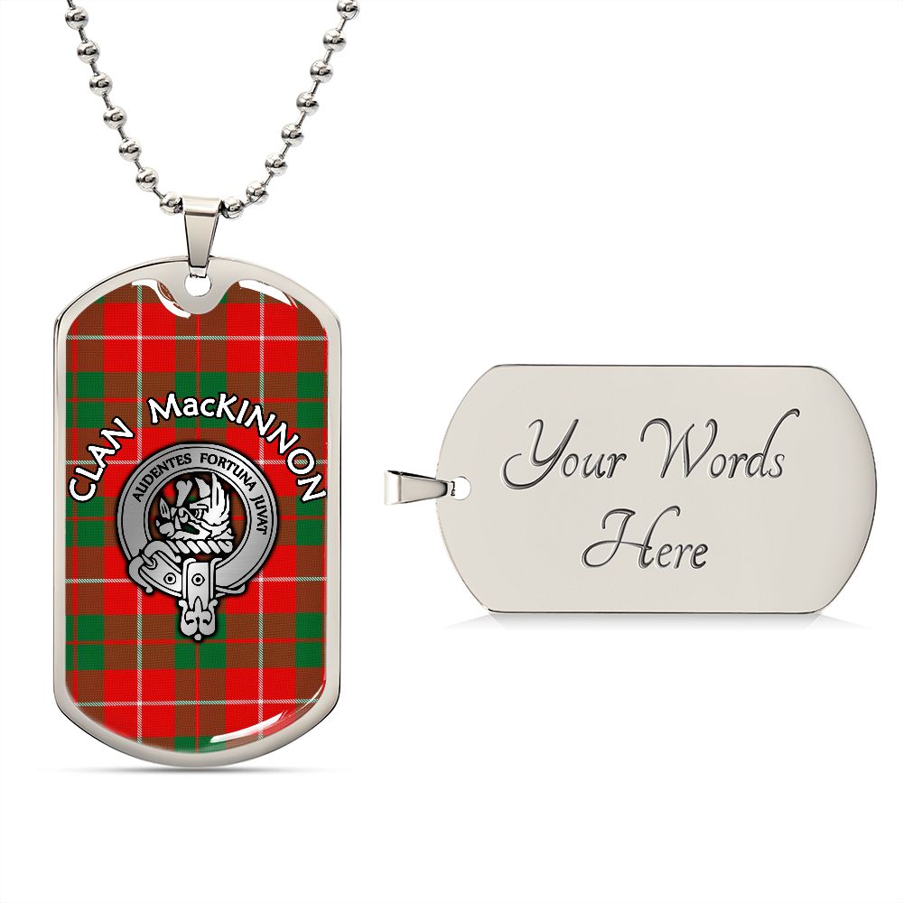 Clan MacKinnon Crest & Tartan Dog Tag