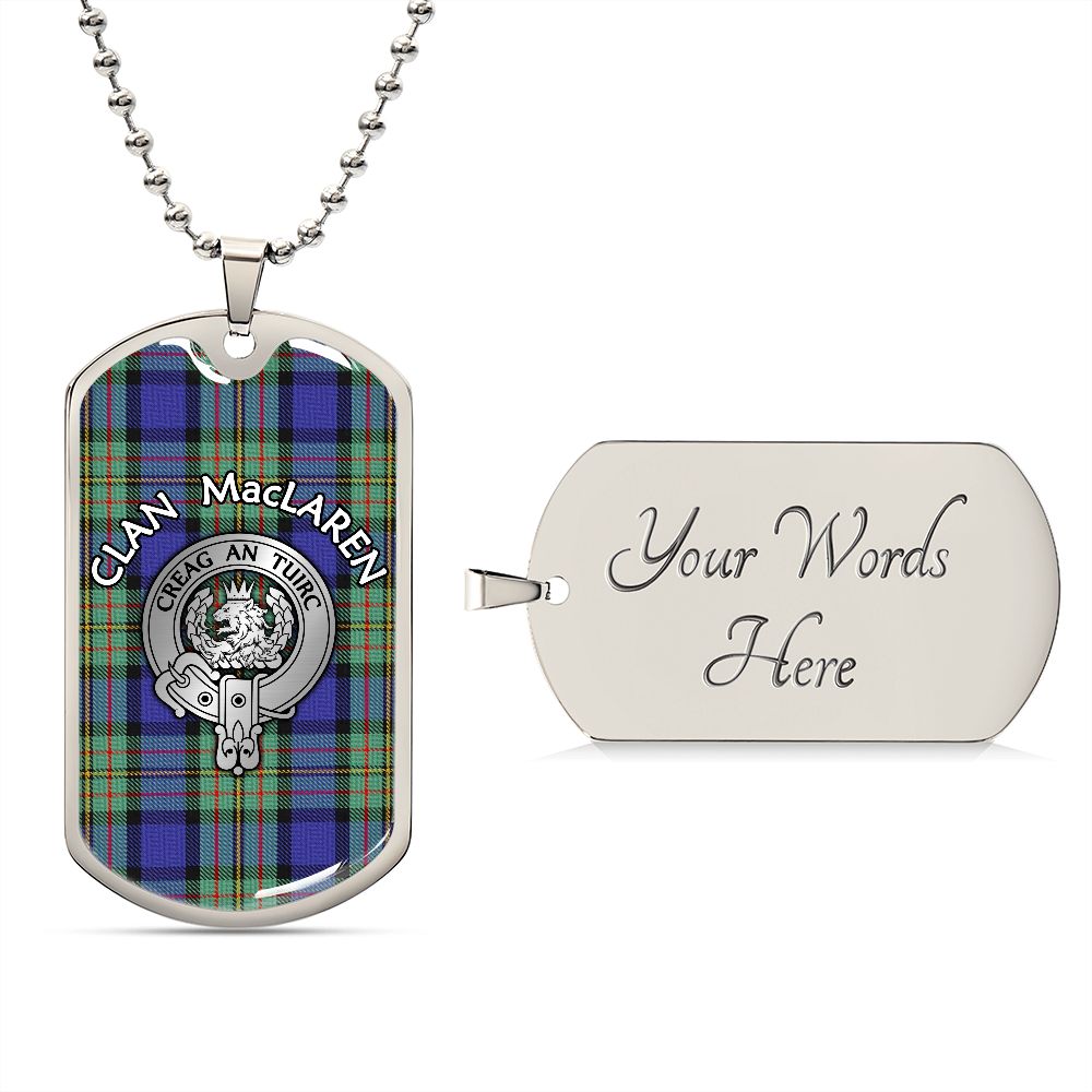 Clan MacLaren Crest & Tartan Dog Tag