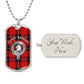 Clan Ramsay Crest & Tartan Dog Tag Necklace