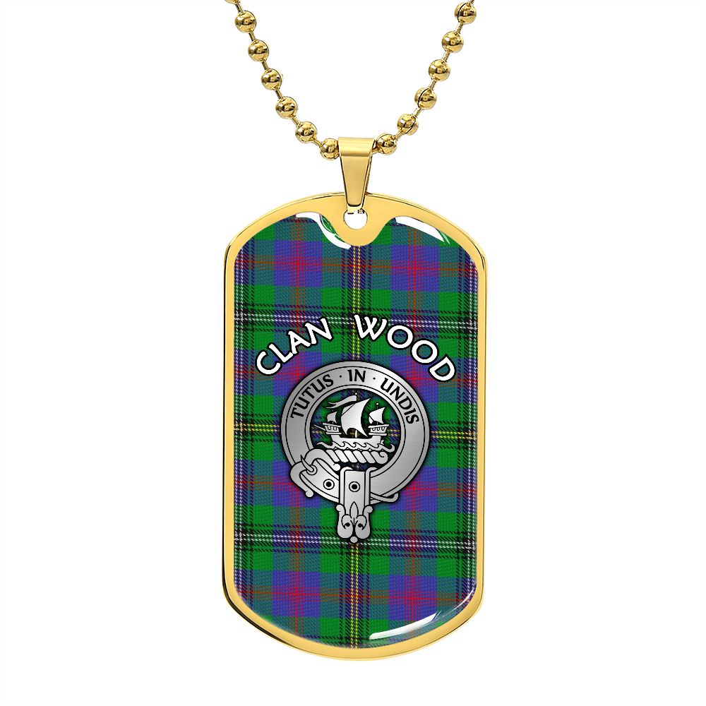 Clan Wood Crest & Tartan Dog Tag Necklace