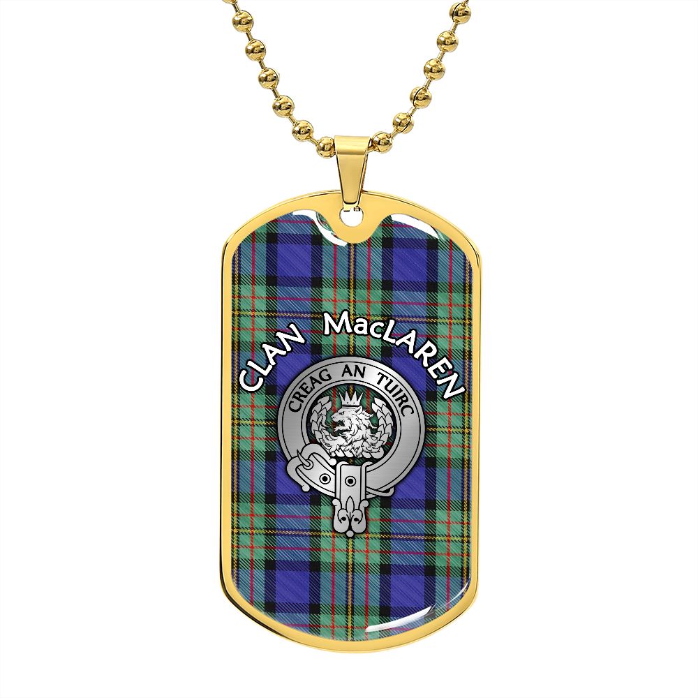 Clan MacLaren Crest & Tartan Dog Tag