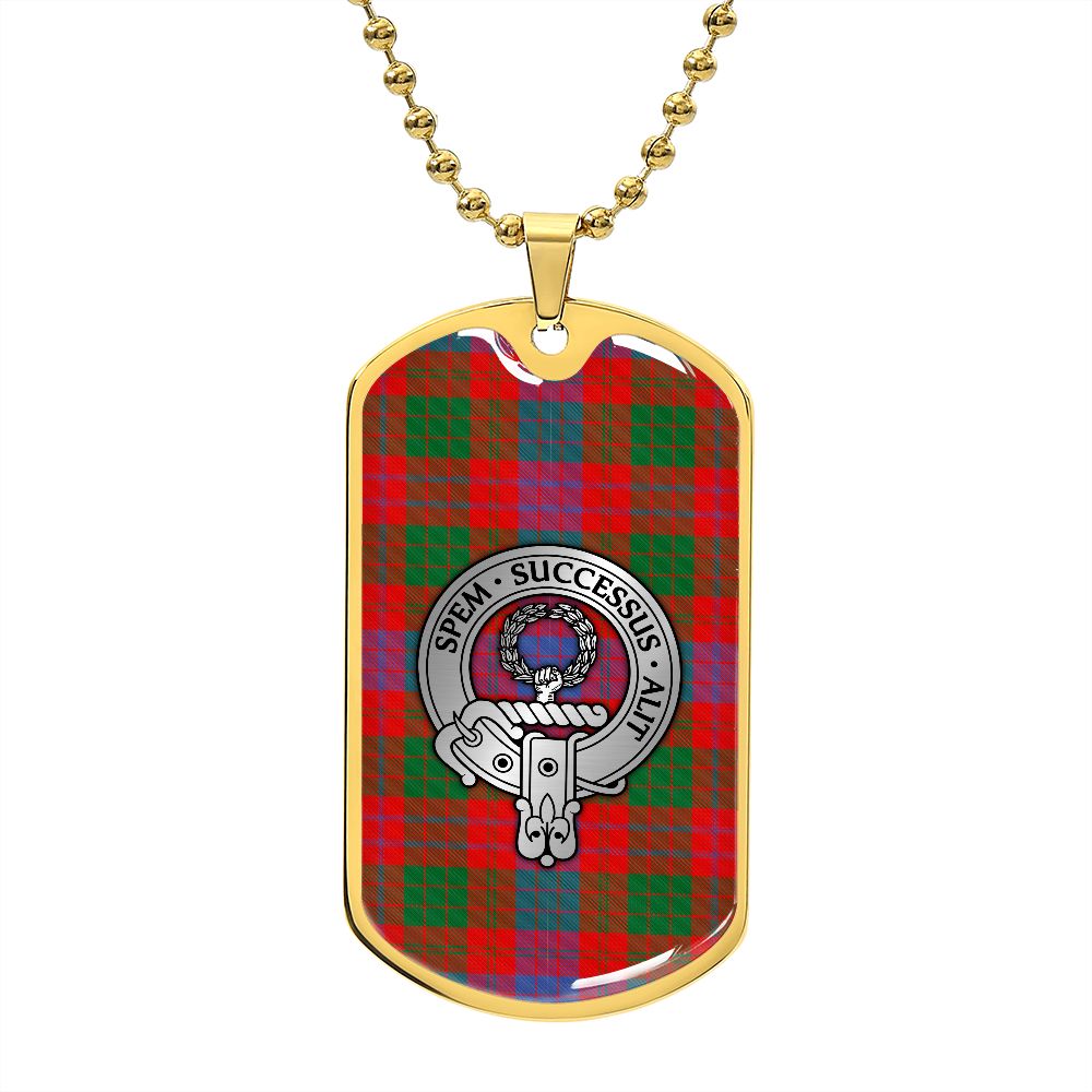 Clan Ross Crest & Tartan Dog Tag Necklace