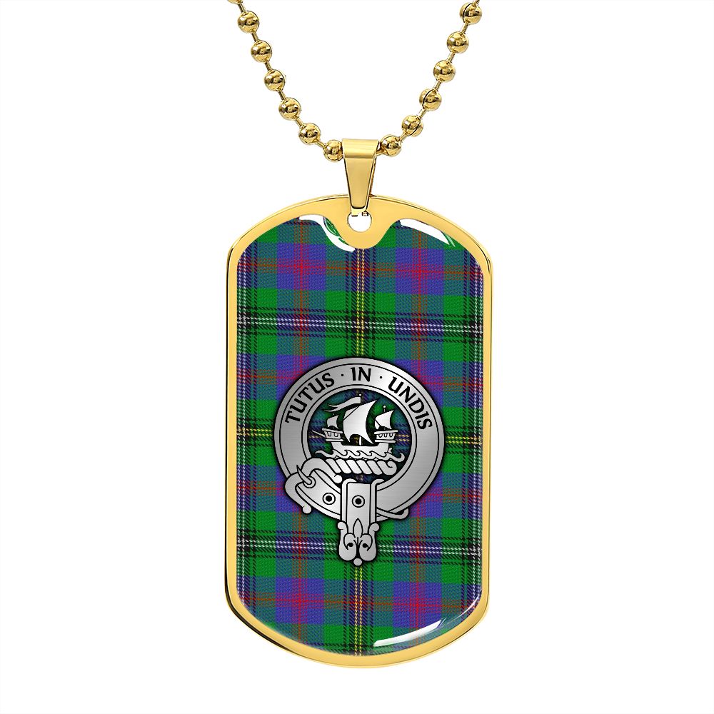 Clan Wood Crest & Tartan Dog Tag Necklace