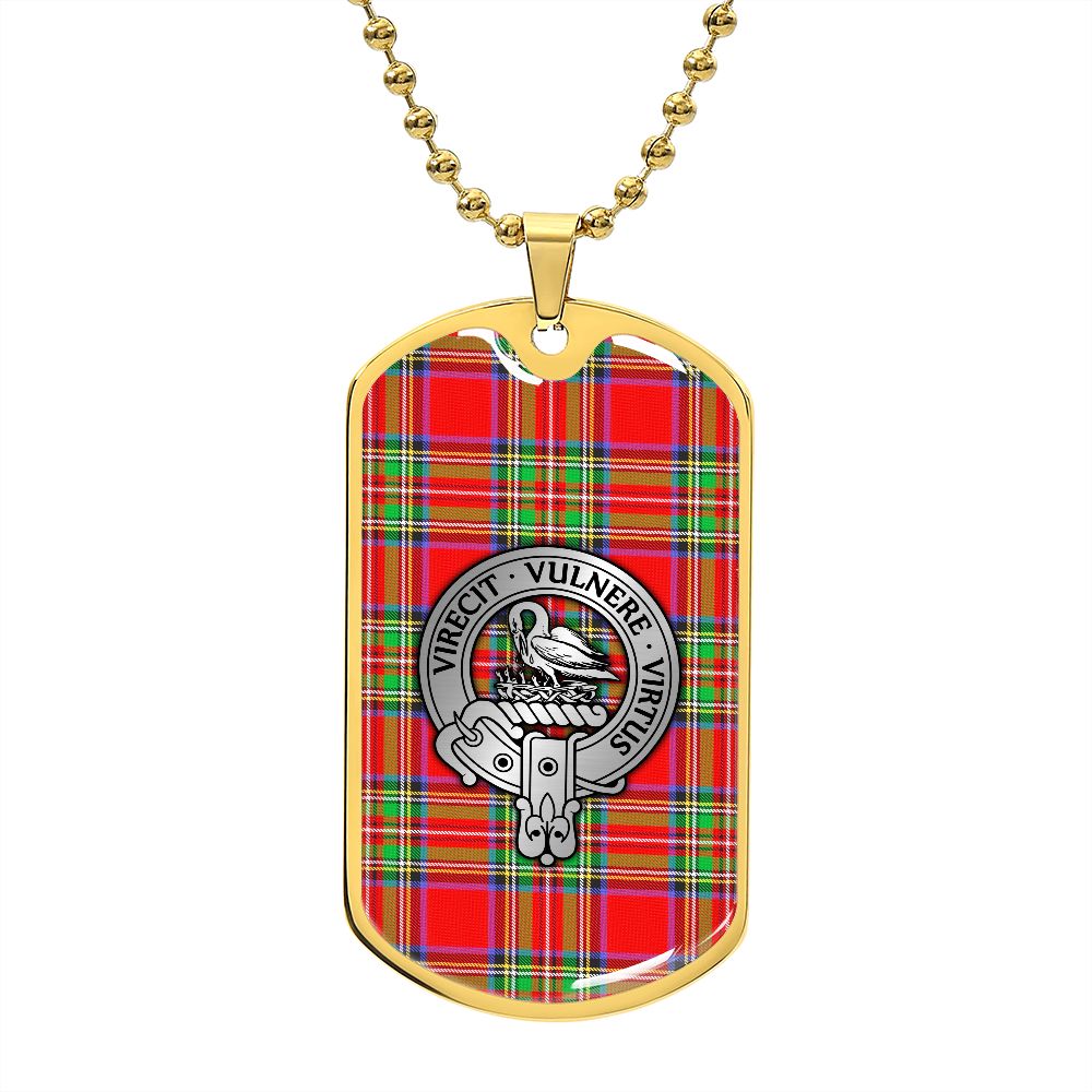 Clan Stewart Crest & Tartan Dog Tag Necklace