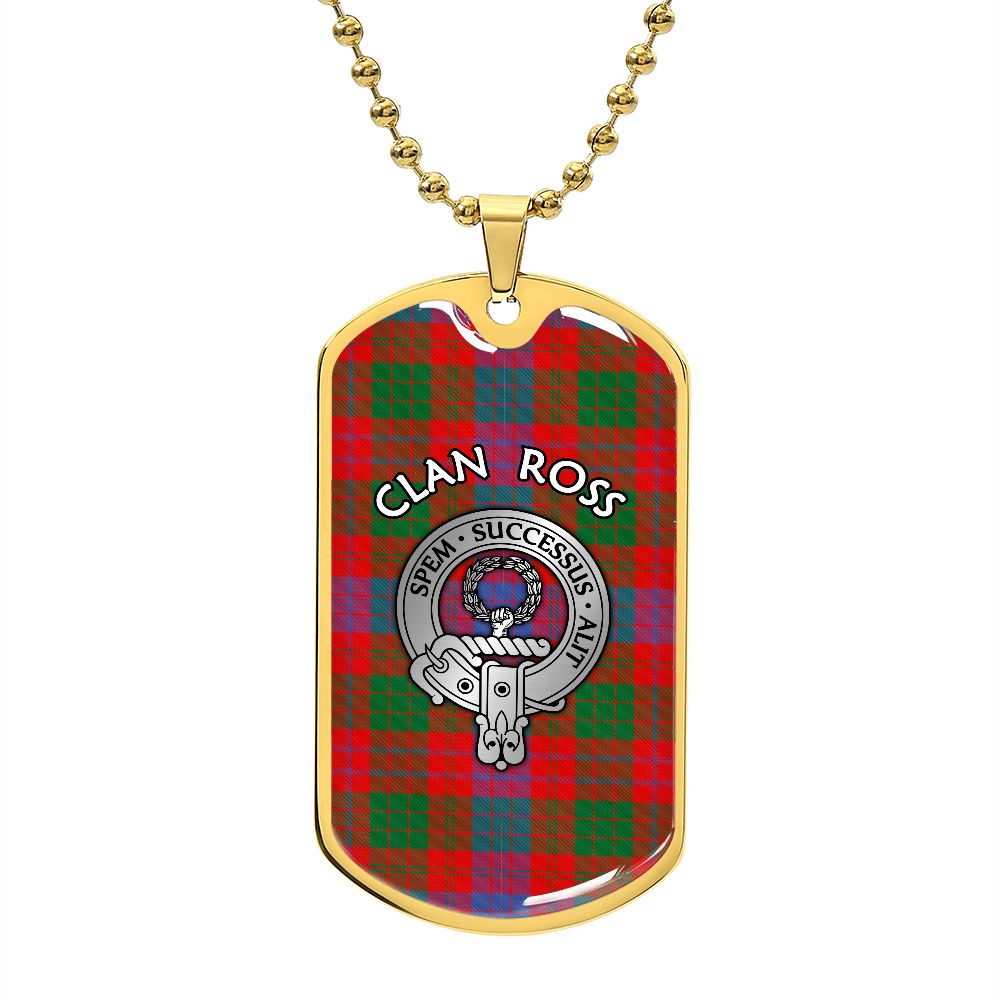 Clan Ross Crest & Tartan Dog Tag Necklace