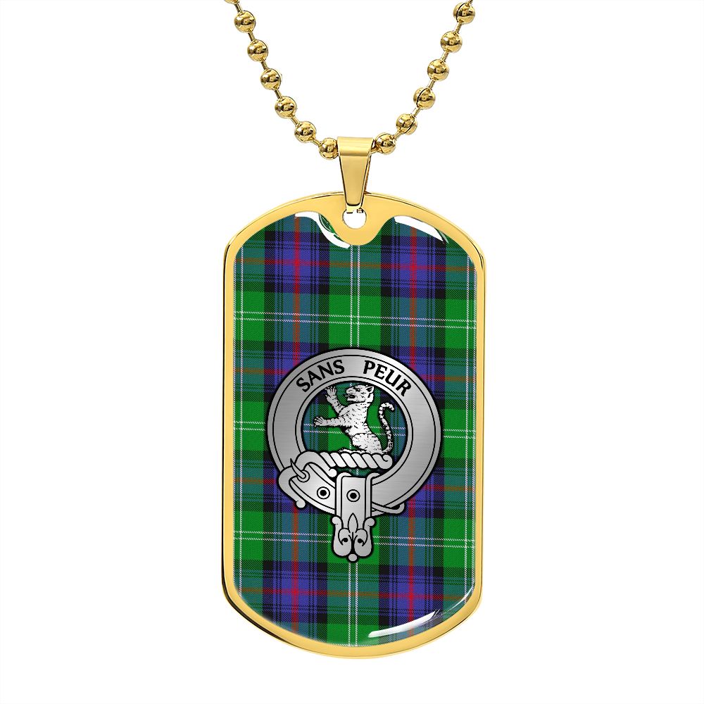 Clan Sutherland Crest & Tartan Dog Tag Necklace