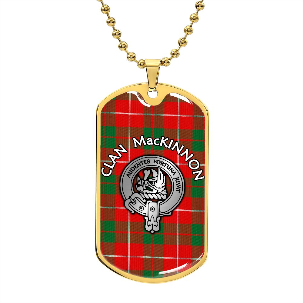 Clan MacKinnon Crest & Tartan Dog Tag
