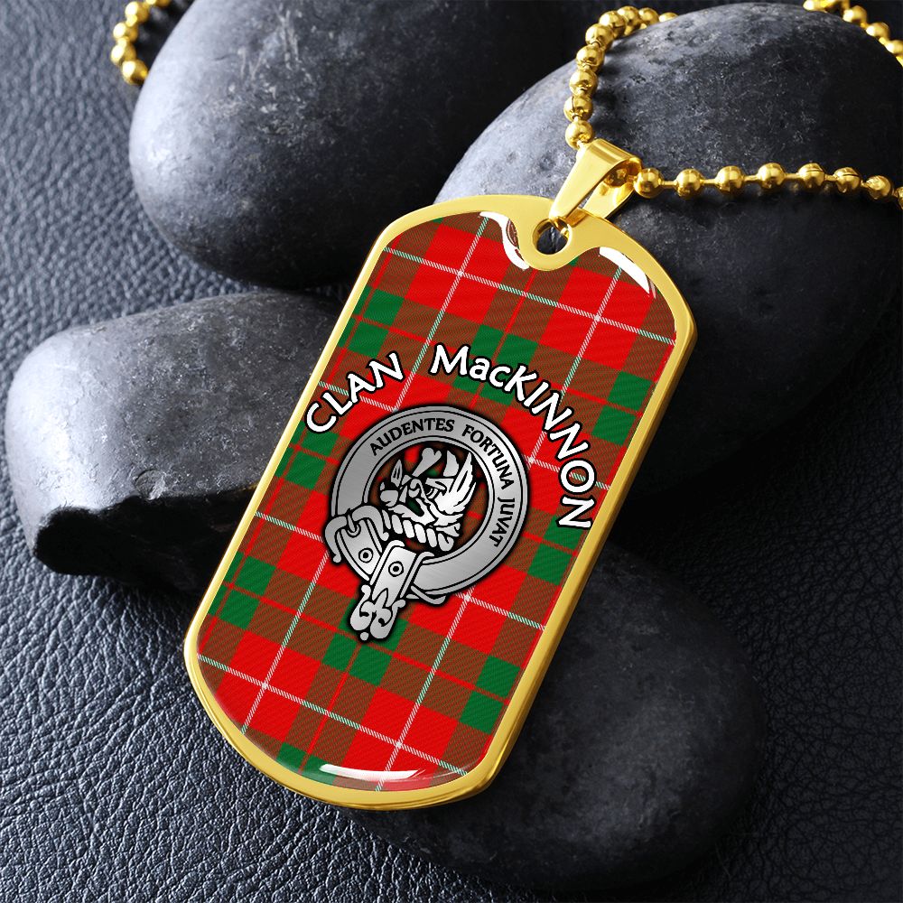 Clan MacKinnon Crest & Tartan Dog Tag