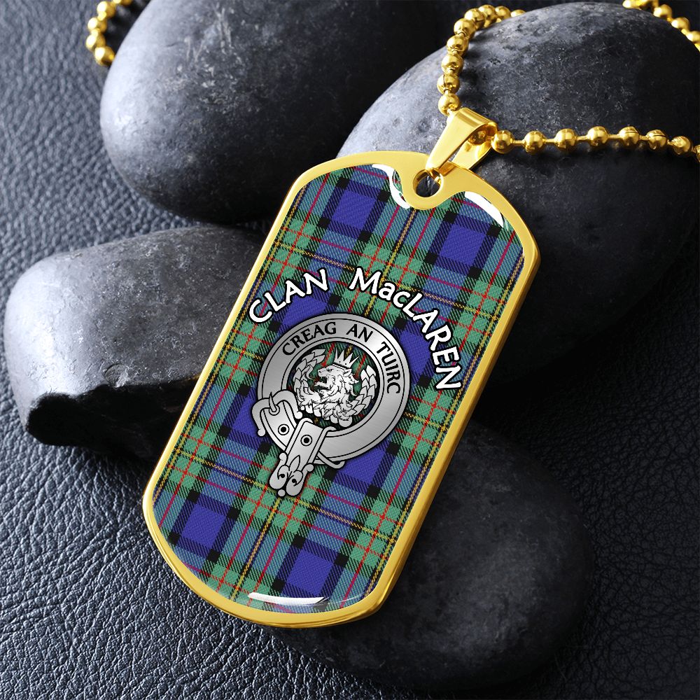 Clan MacLaren Crest & Tartan Dog Tag