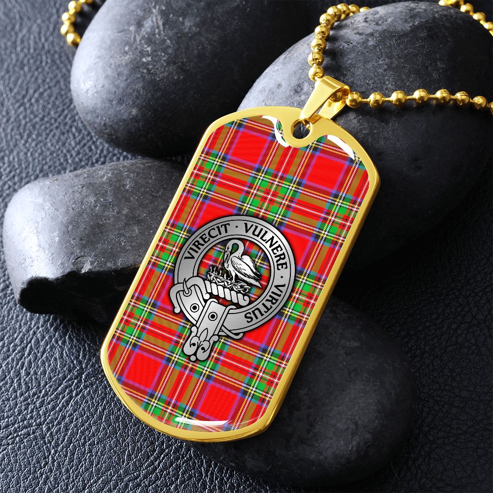 Clan Stewart Crest & Tartan Dog Tag Necklace