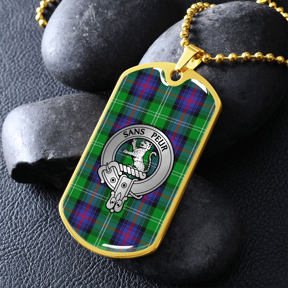 Clan Sutherland Crest & Tartan Dog Tag Necklace