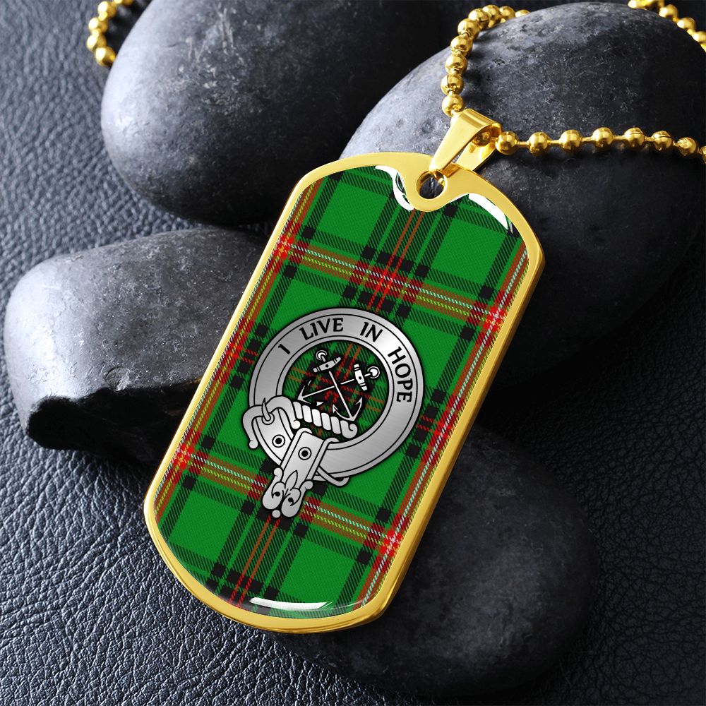 Clan Kinnear Crest & Tartan Dog Tag