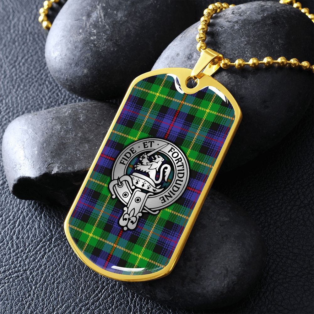 Clan Farquharson Crest & Tartan Dog Tag