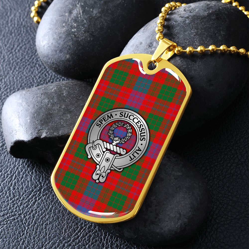 Clan Ross Crest & Tartan Dog Tag Necklace