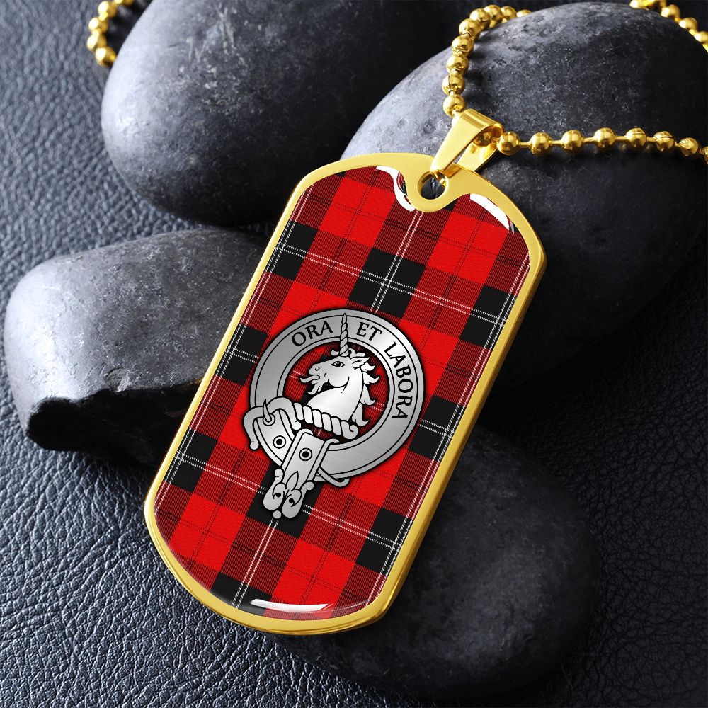 Clan Ramsay Crest & Tartan Dog Tag Necklace