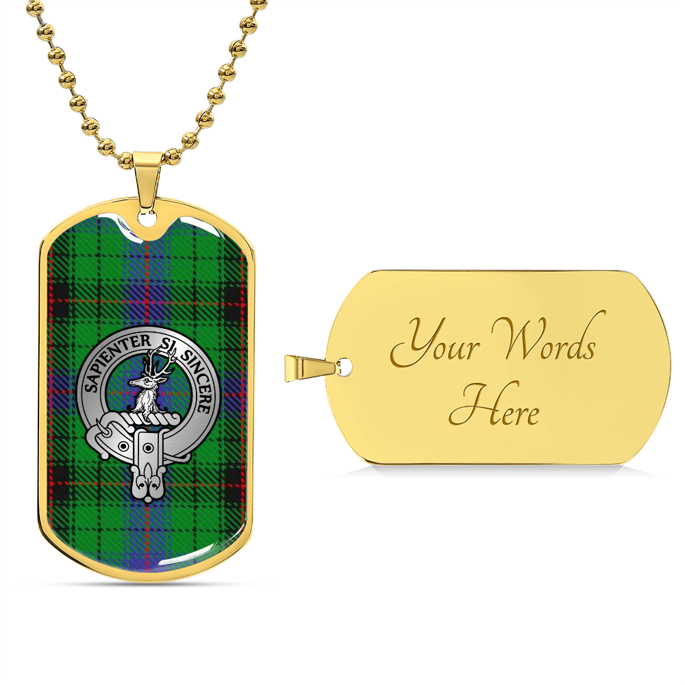 Clan Davidson Crest & Tartan Dog Tag