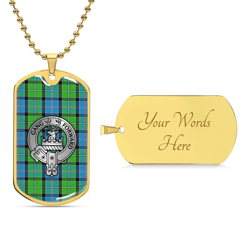 Clan Stirling Crest & Tartan Dog Tag Necklace