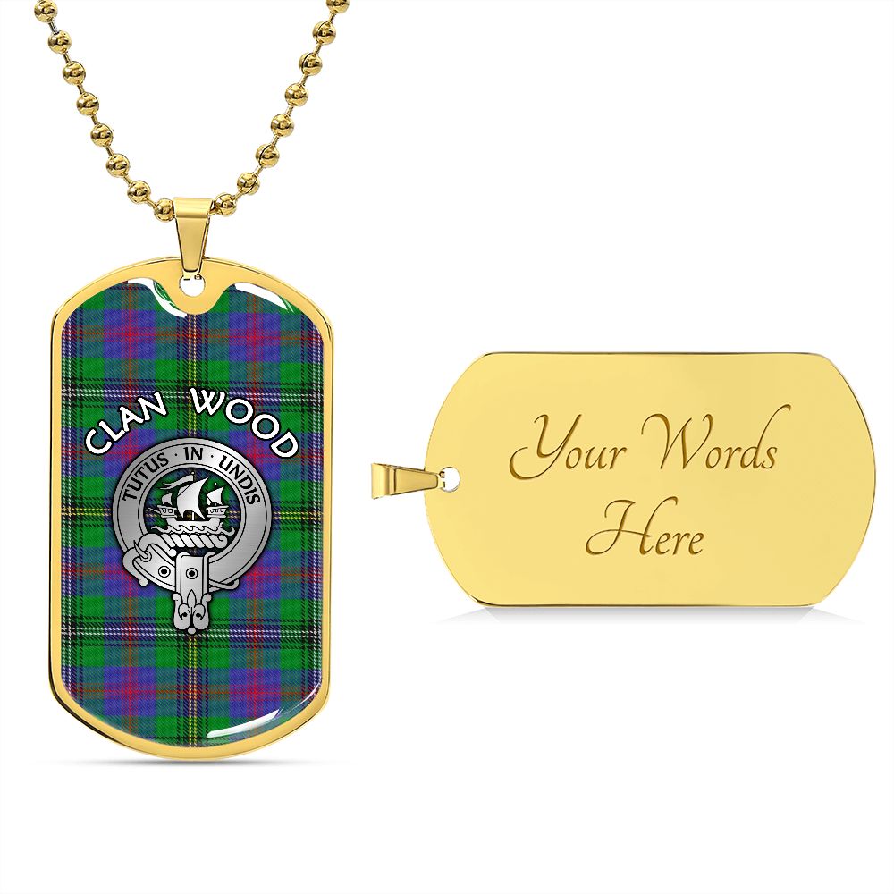 Clan Wood Crest & Tartan Dog Tag Necklace