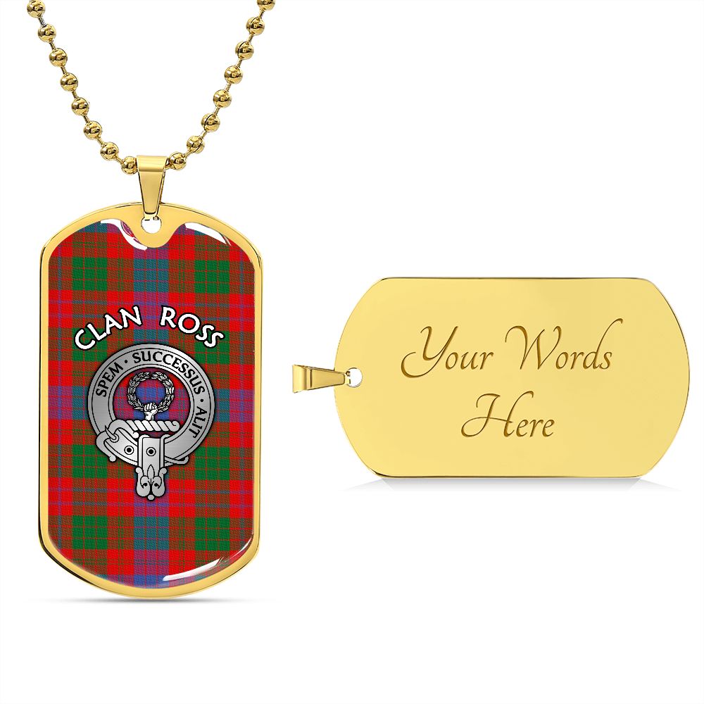 Clan Ross Crest & Tartan Dog Tag Necklace