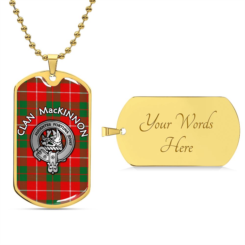 Clan MacKinnon Crest & Tartan Dog Tag