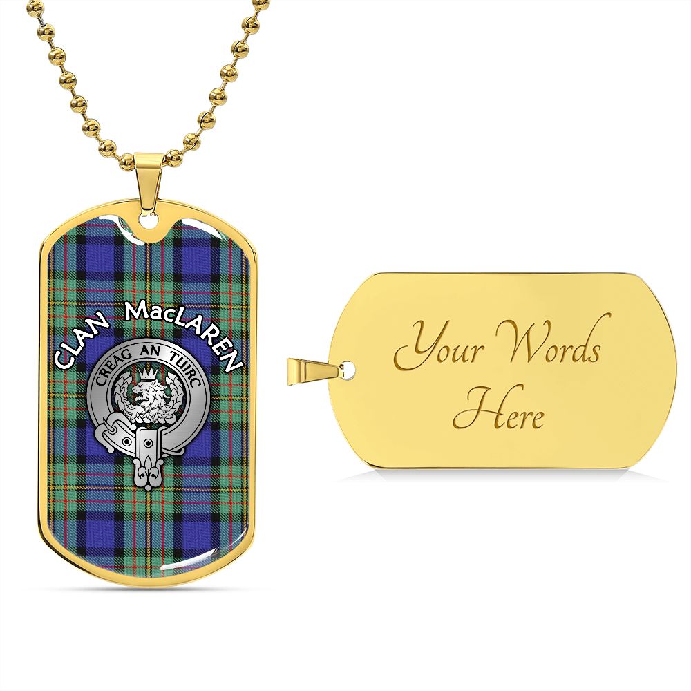 Clan MacLaren Crest & Tartan Dog Tag